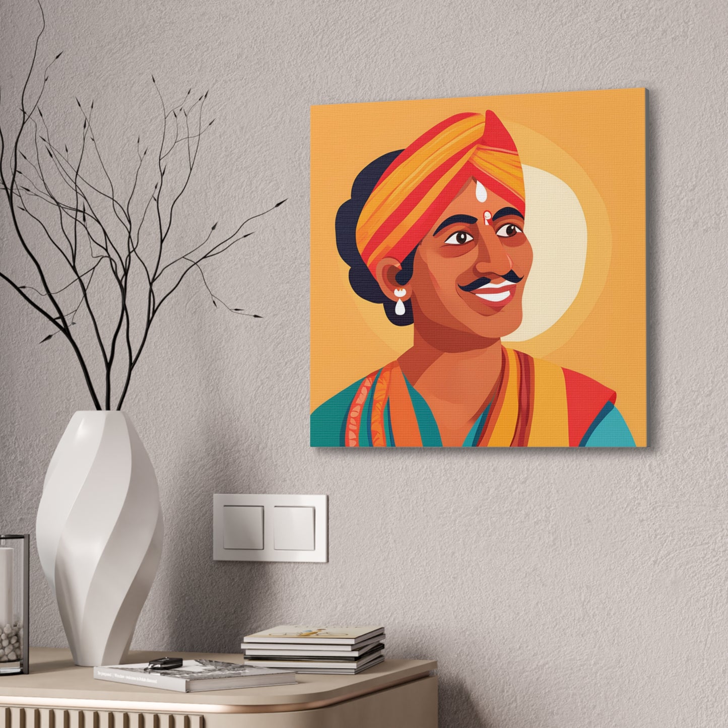 Vibrant Canvas Art Print - Traditional Indian Portrait