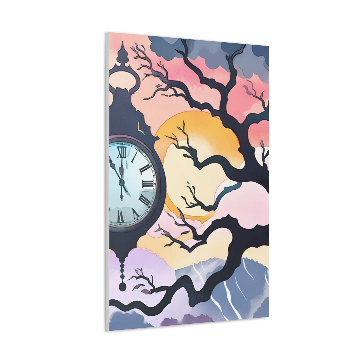 Dreamy Expressionism Canvas Gallery Wraps with Vintage Clock Design