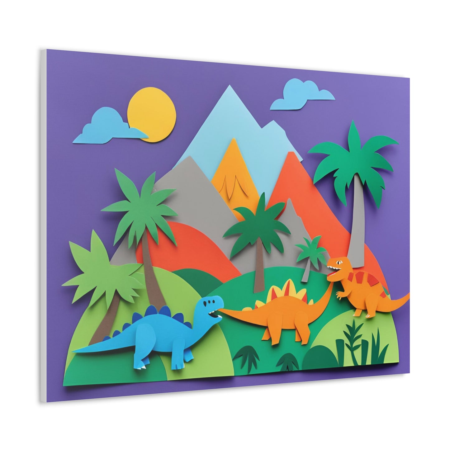 Dinosaur Adventure Canvas Gallery Wraps - Colorful 3D Wall Art for Kids' Rooms