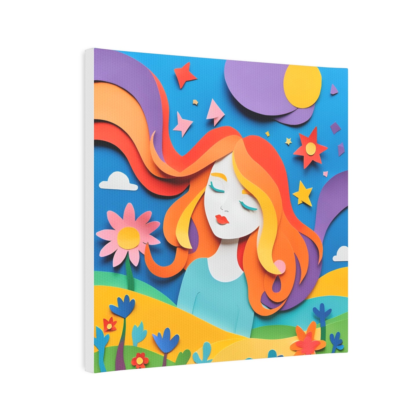 Colorful Canvas Photo Tile - Whimsical Floral Art