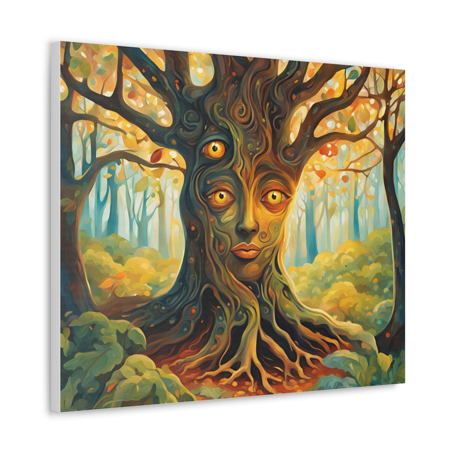 A mysterious tree with blinking eyes hidden in its bark - Nature-Inspired Wall Art for Home Decor