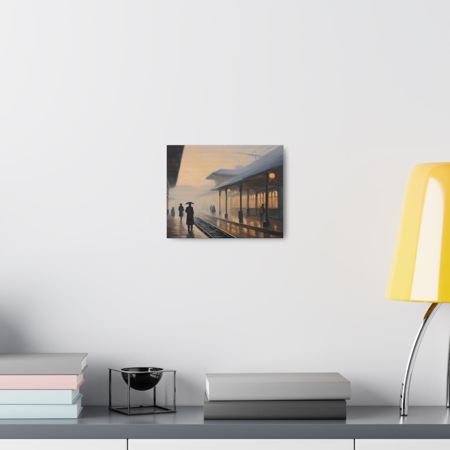 Serene Canvas Gallery Wrap - A Train Station at Dawn