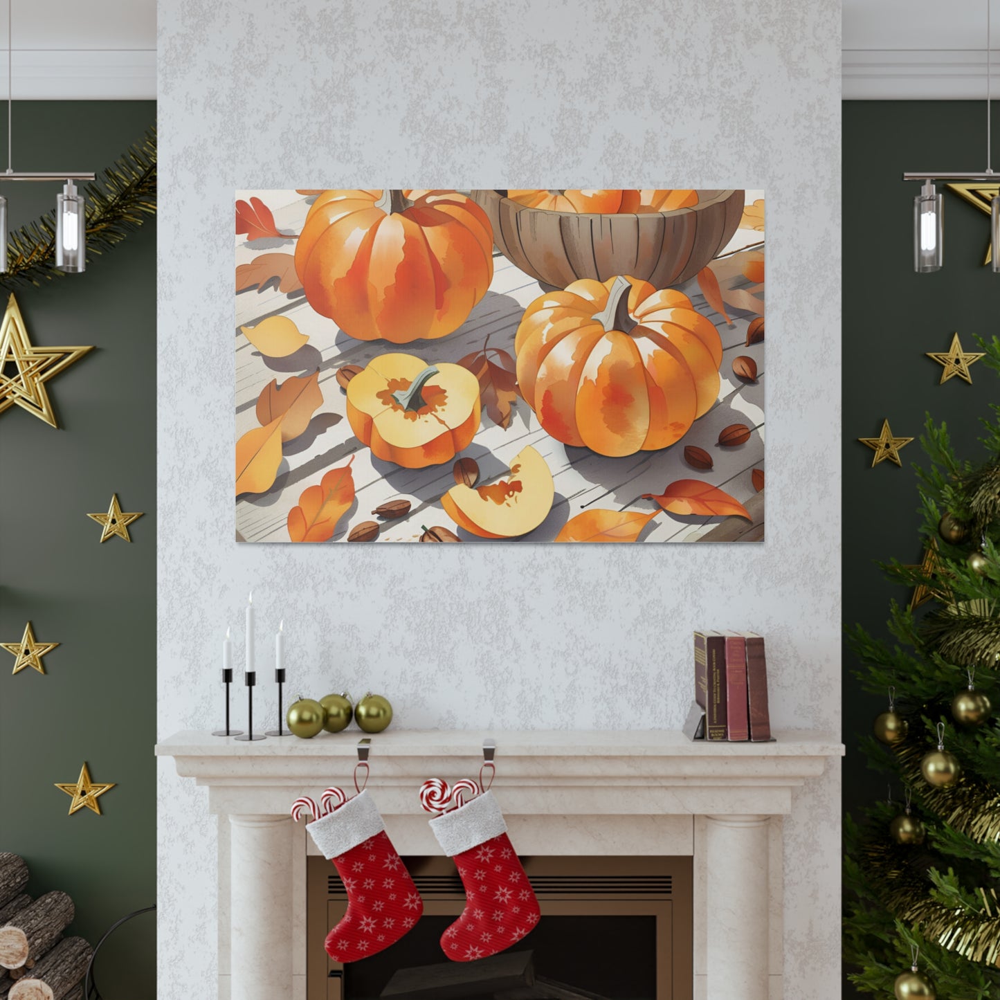 Autumn Pumpkin Canvas Gallery Wraps - Fall Decor for Home and Holidays Still Life Art