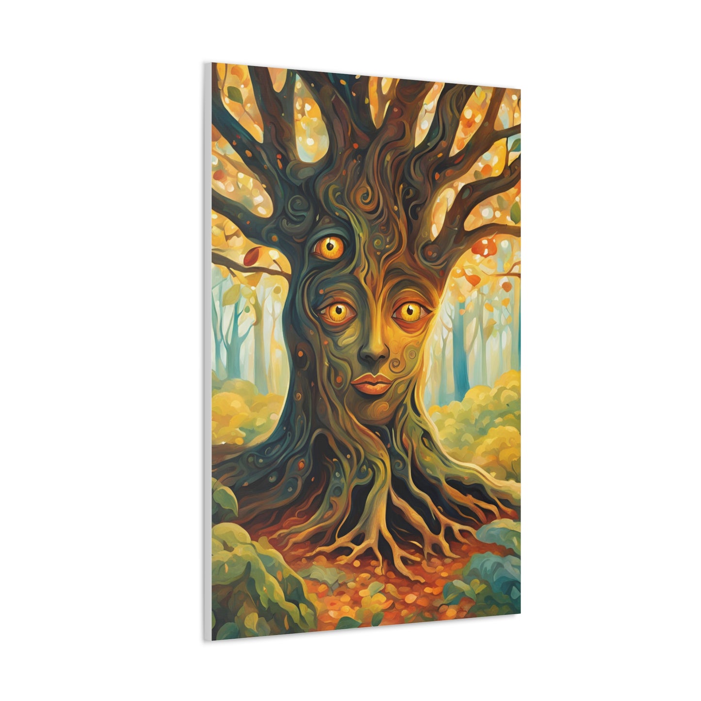 A mysterious tree with blinking eyes hidden in its bark - Nature-Inspired Wall Art for Home Decor