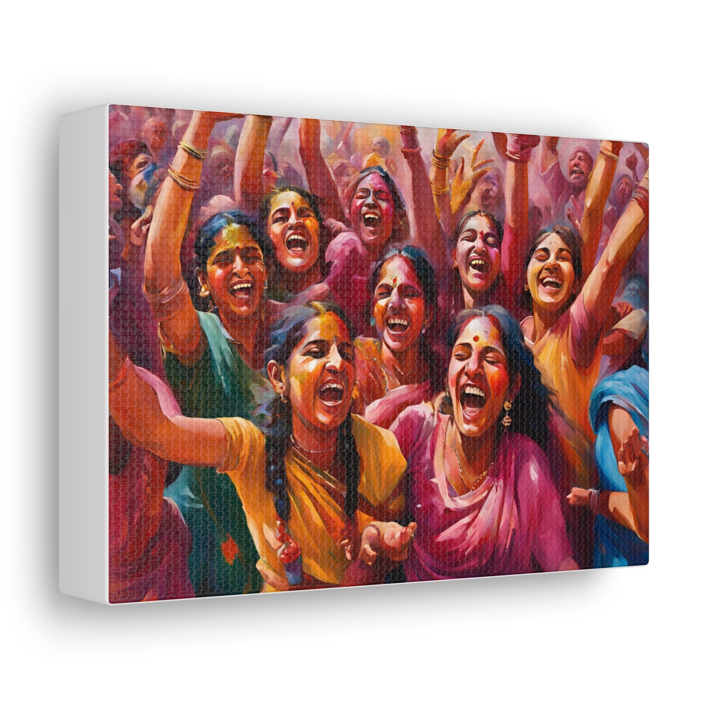 Vibrant Canvas Gallery Wrap - Joyful Celebration Holi Artwork