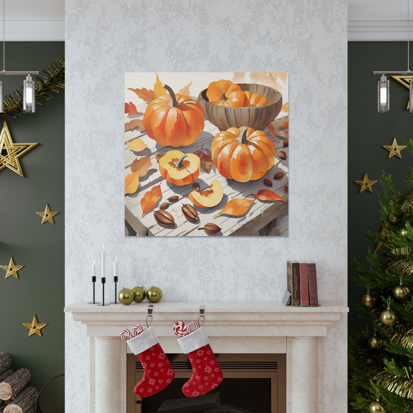 Autumn Pumpkin Canvas Gallery Wraps - Fall Decor for Home and Holidays Still Life Art