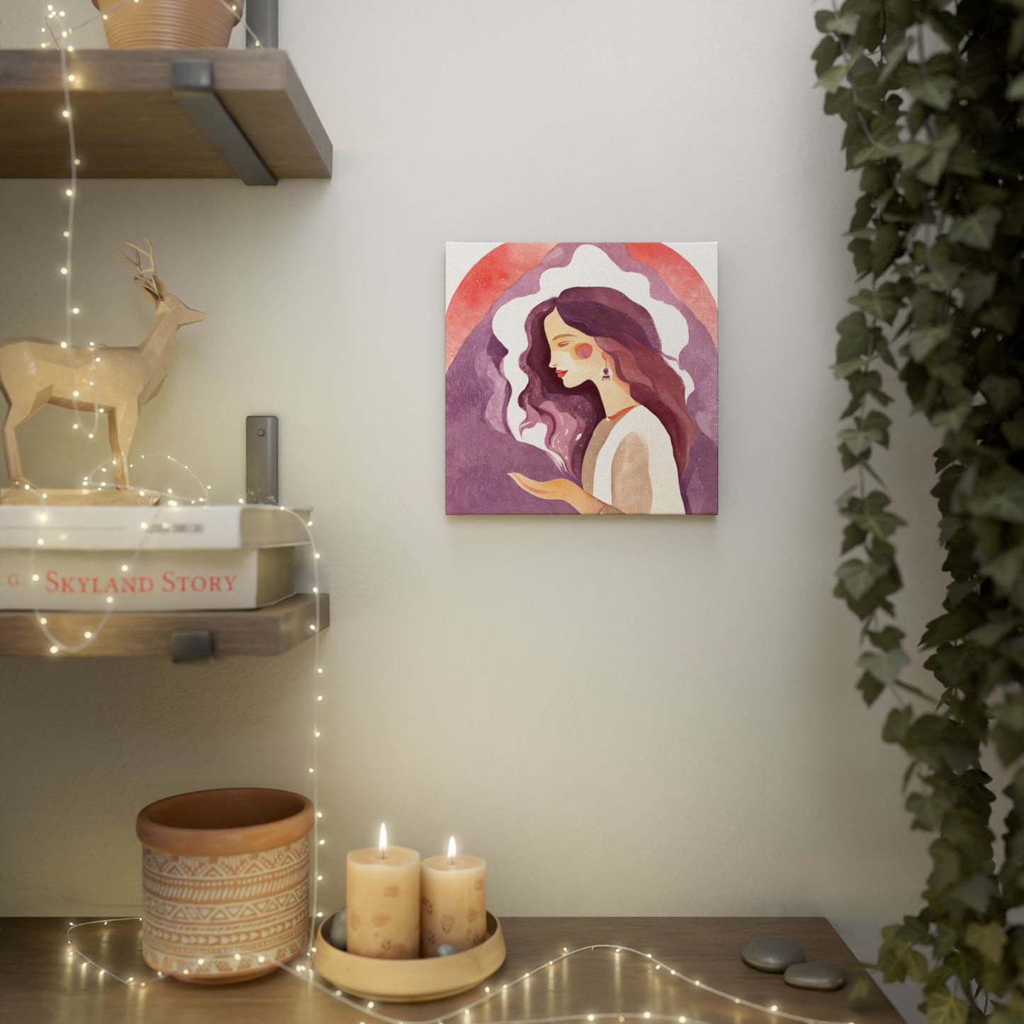 Artistic Canvas Photo Tile with Woman Illustration - Perfect Gift for Home Decor