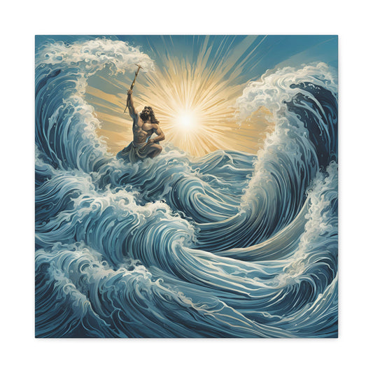 Majestic Canvas Gallery Wrap - Oceanic Waves & Sunlight