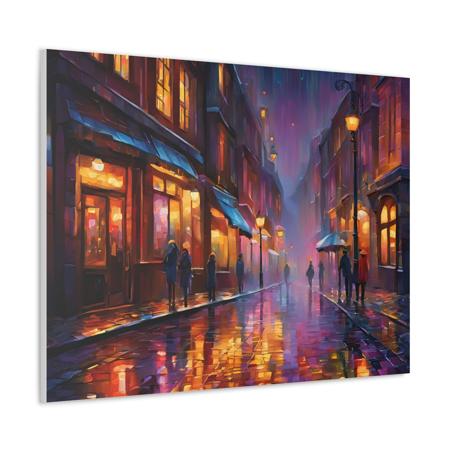 A Rainy Evening in the City Canvas Gallery Wraps - Urban Nightscape Art