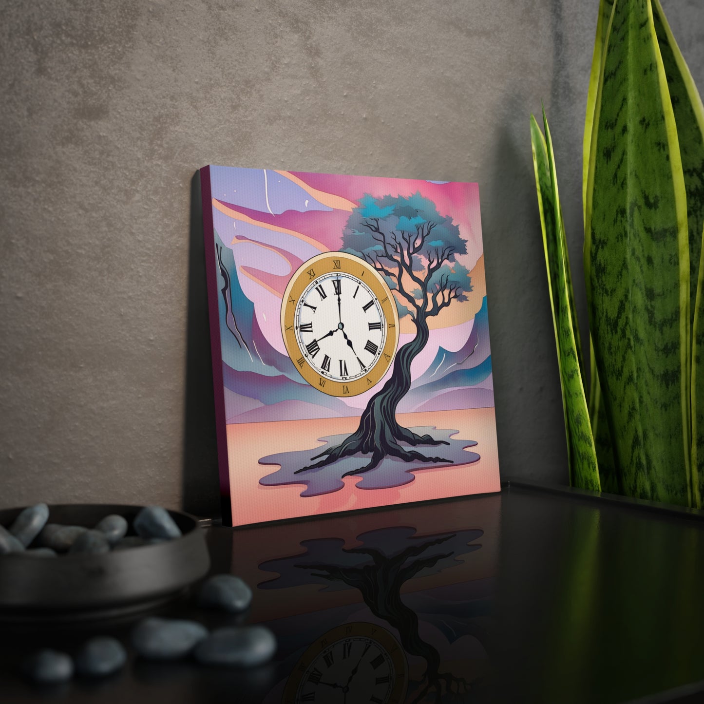 Wall Clock - Artistic Tree Canvas Photo Tile with Roman Numerals - Home Décor