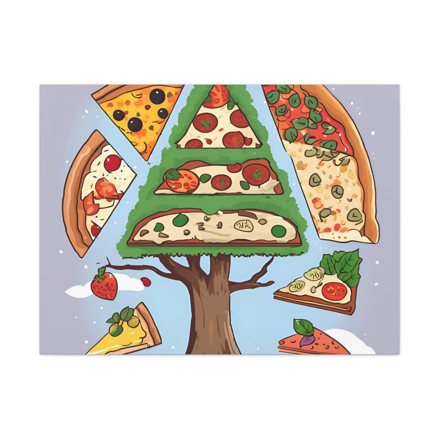 Pizza Tree Canvas Gallery Wrap - Whimsical Wall Art for Food Lovers