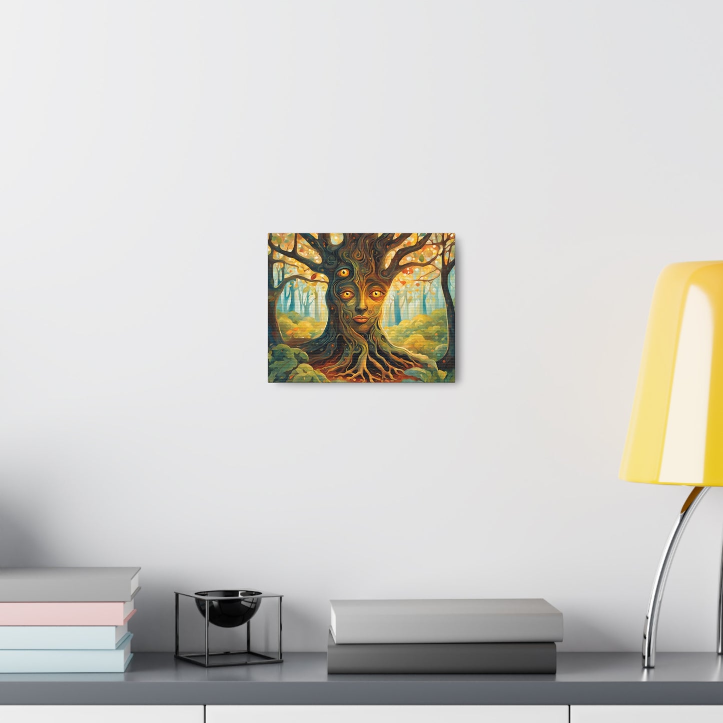 A mysterious tree with blinking eyes hidden in its bark - Nature-Inspired Wall Art for Home Decor