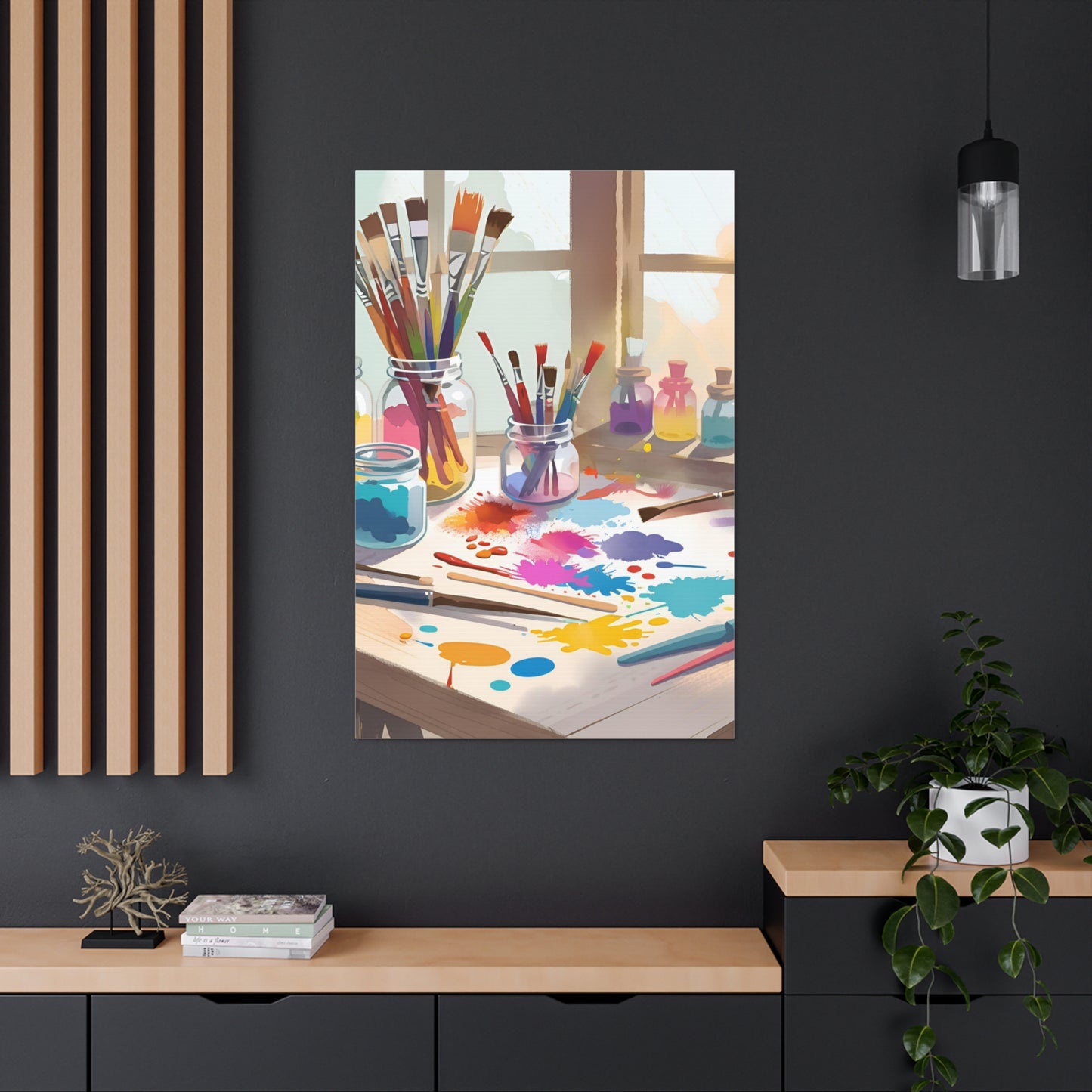 Artistic Canvas Gallery Wraps - Colorful Paint Palette Design for Creative Spaces