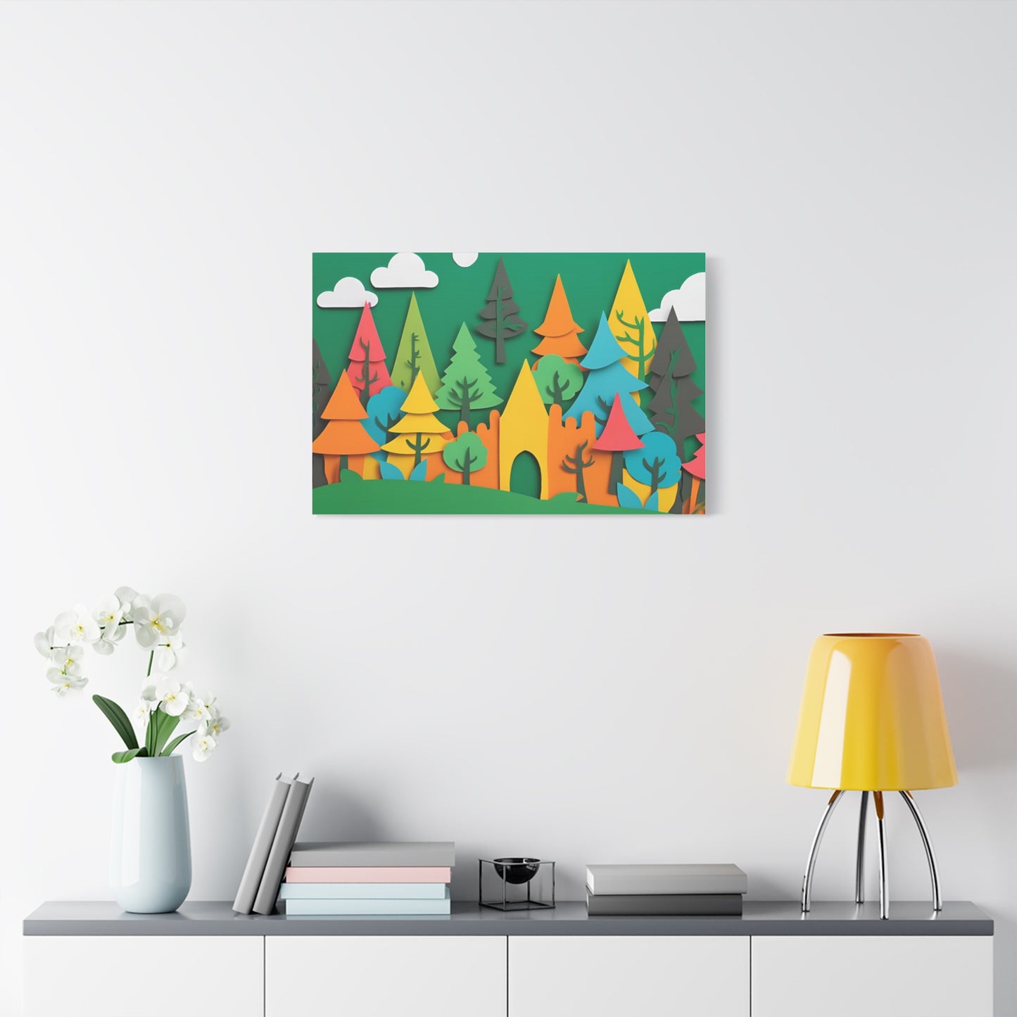 Vibrant Forest Castle Canvas Art