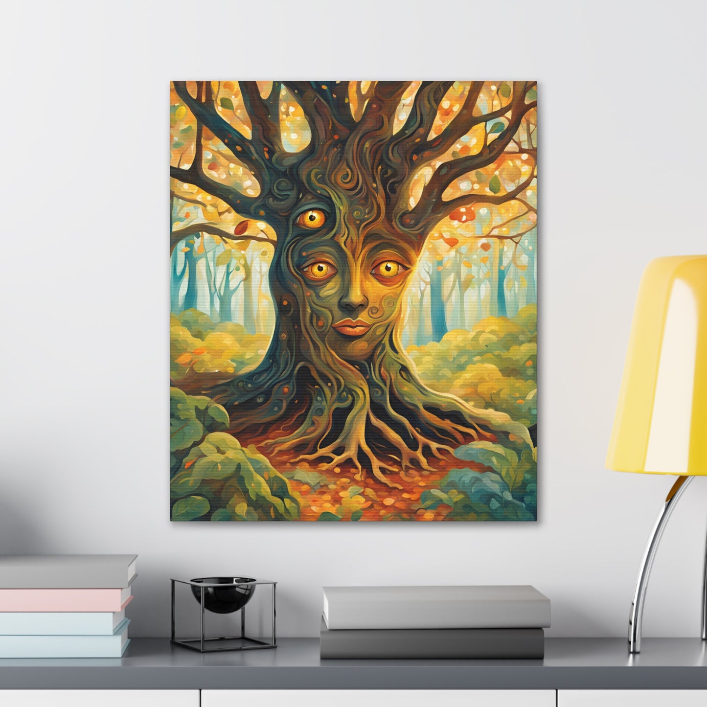 A mysterious tree with blinking eyes hidden in its bark - Nature-Inspired Wall Art for Home Decor