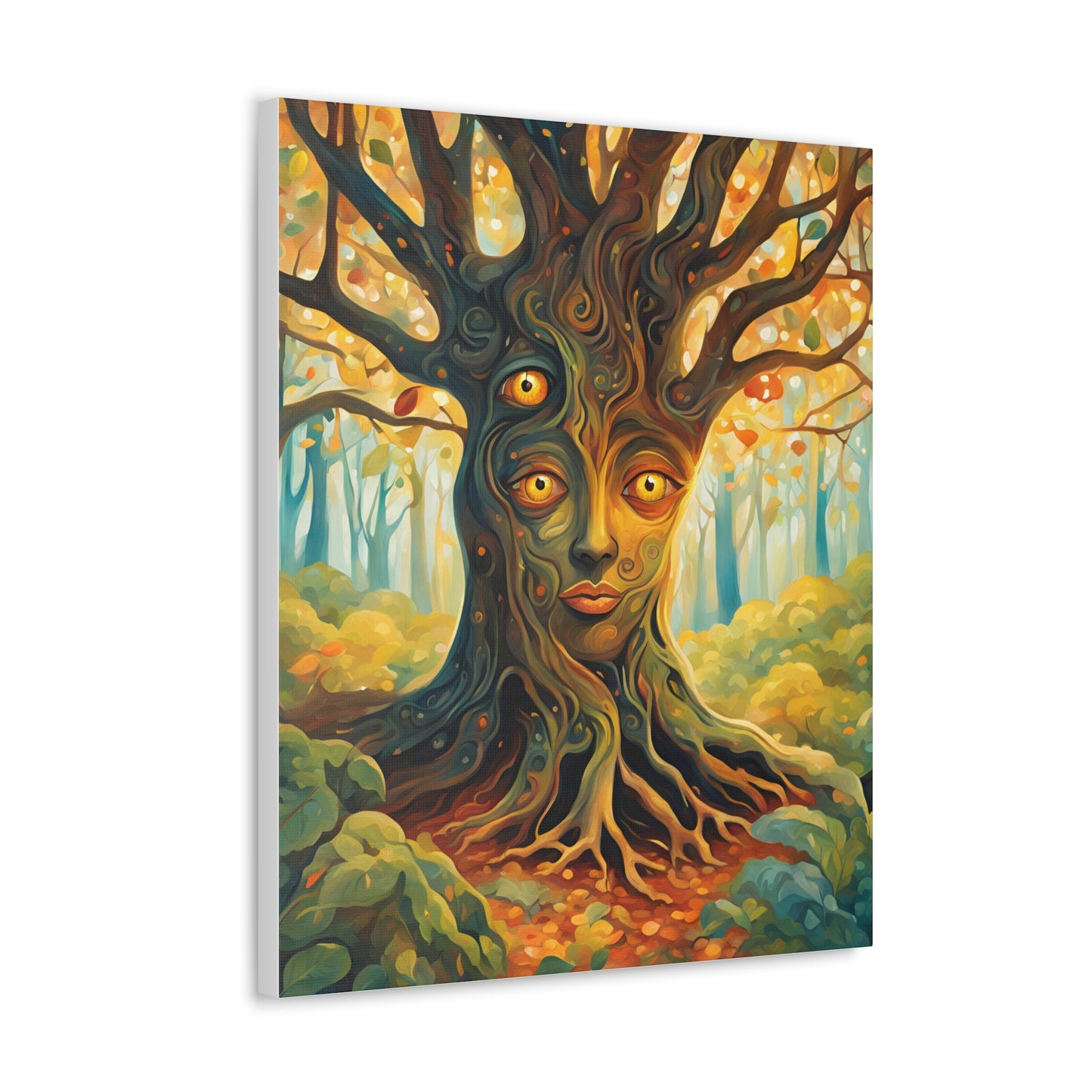 A mysterious tree with blinking eyes hidden in its bark - Nature-Inspired Wall Art for Home Decor