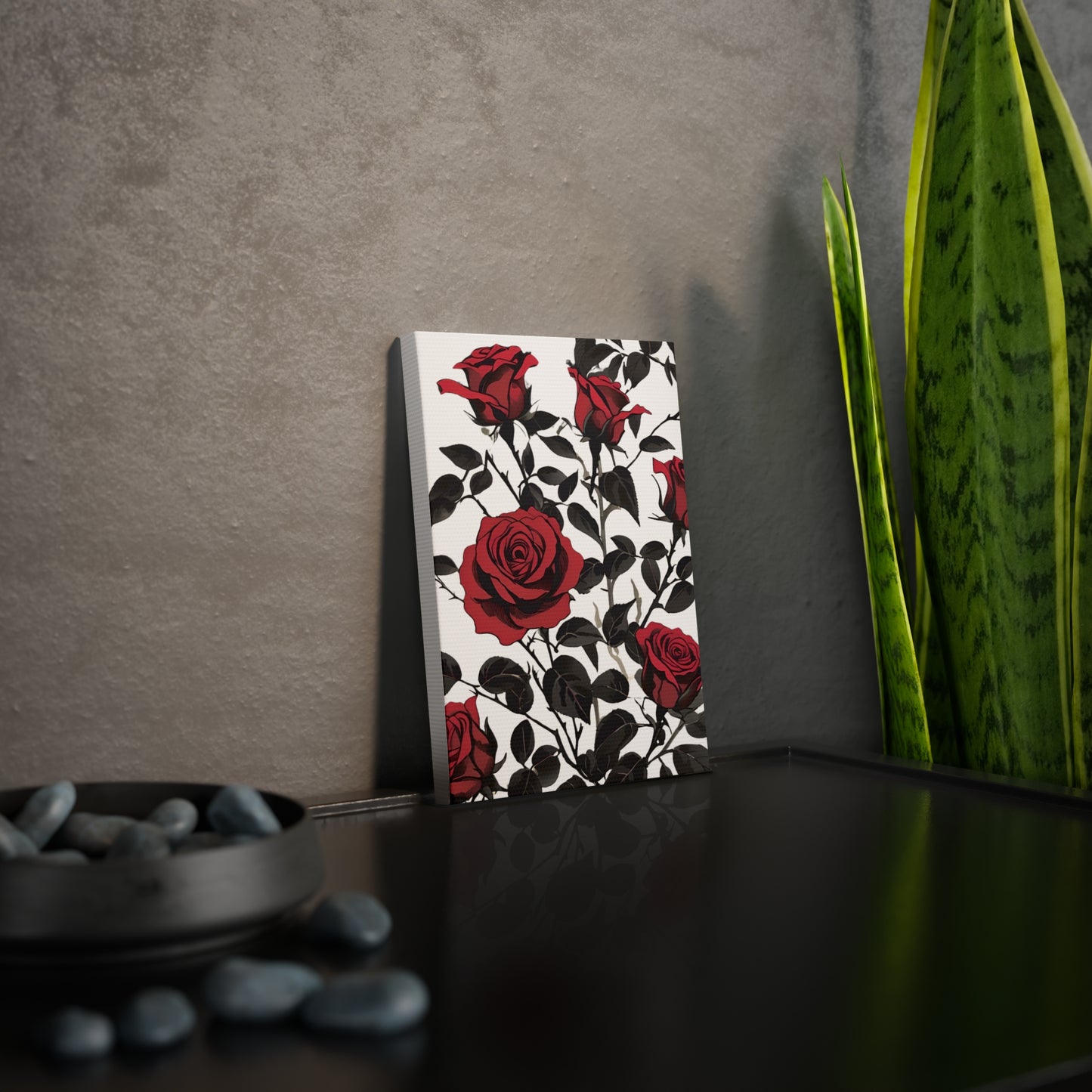 Elegant Floral Canvas Photo Tile - Red Roses Wall Art