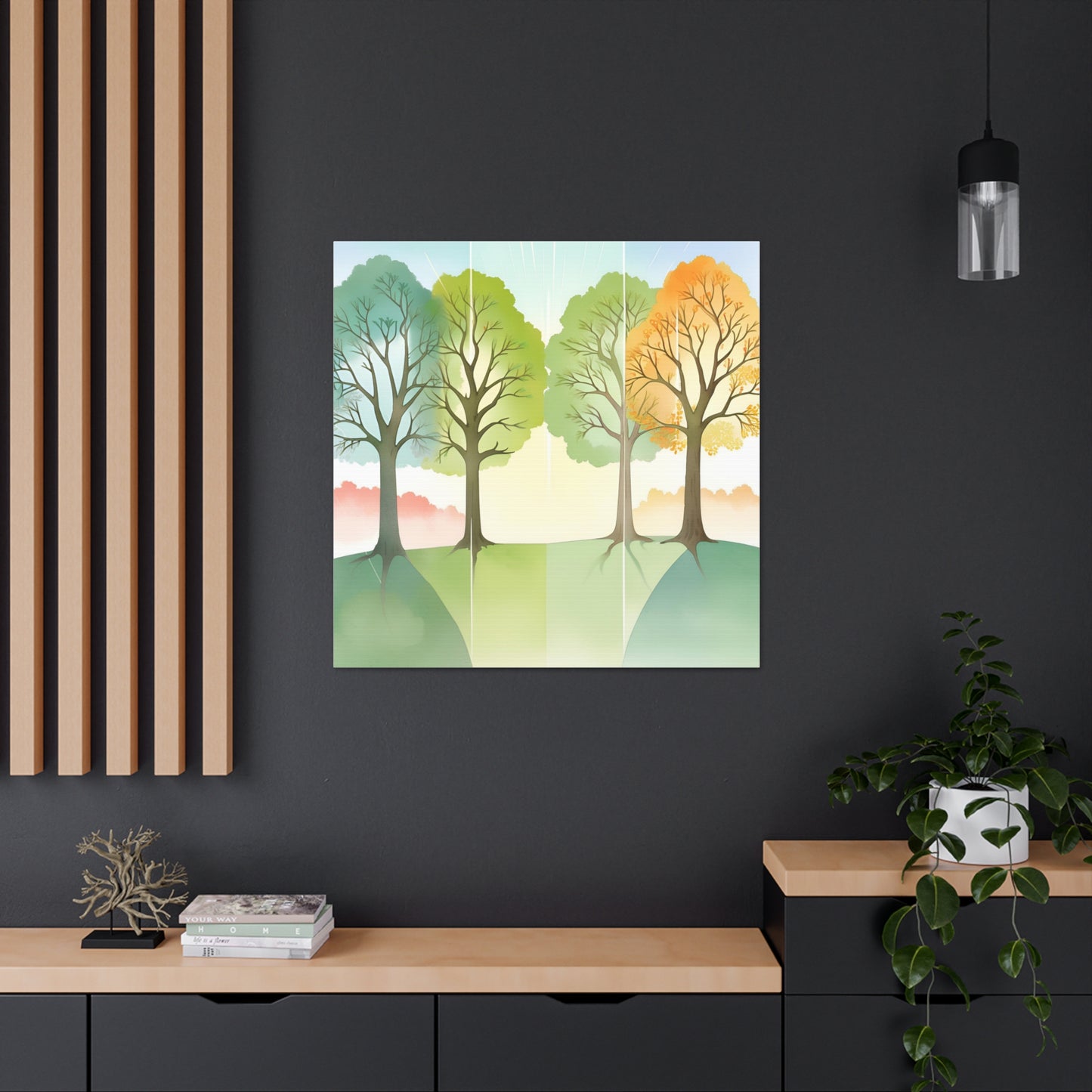 Nature-Inspired Canvas Gallery Wraps - Four Seasons Tree Art for Kids Room