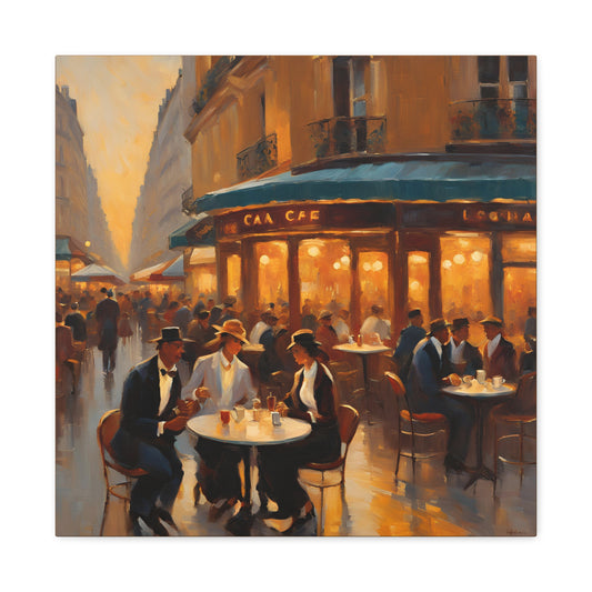 Parisian Cafe Wall Art - Stretched Matte Canvas 12x12" - Vintage Charm Decor