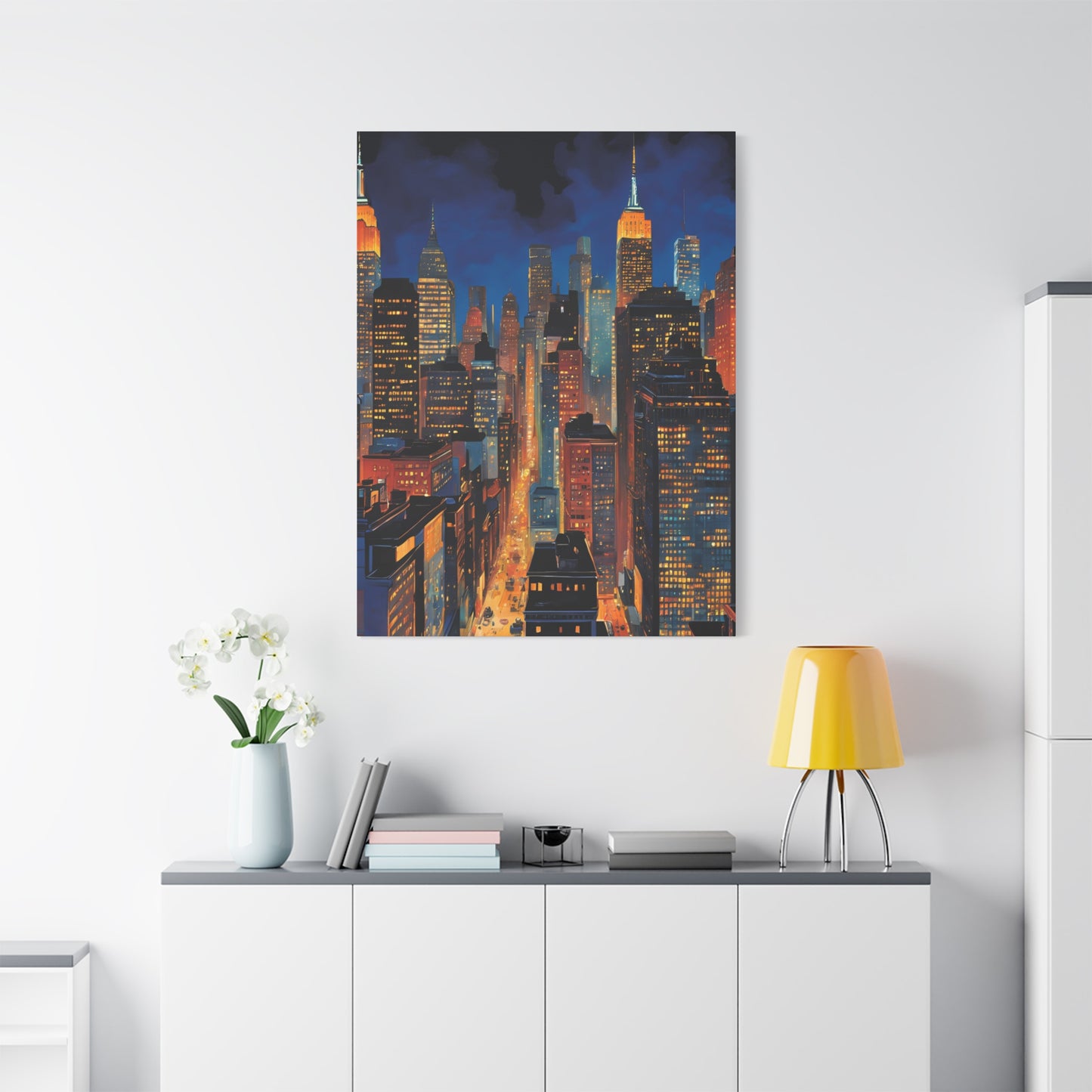 New York City Nightscape Matte Canvas Print – Stunning Skyline Art for Home & Office