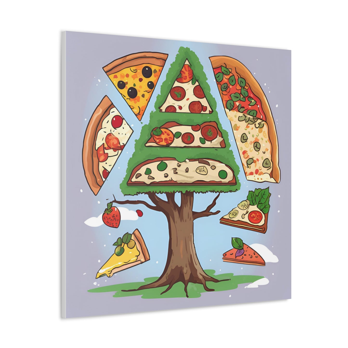 Pizza Tree Canvas Gallery Wrap - Whimsical Wall Art for Food Lovers