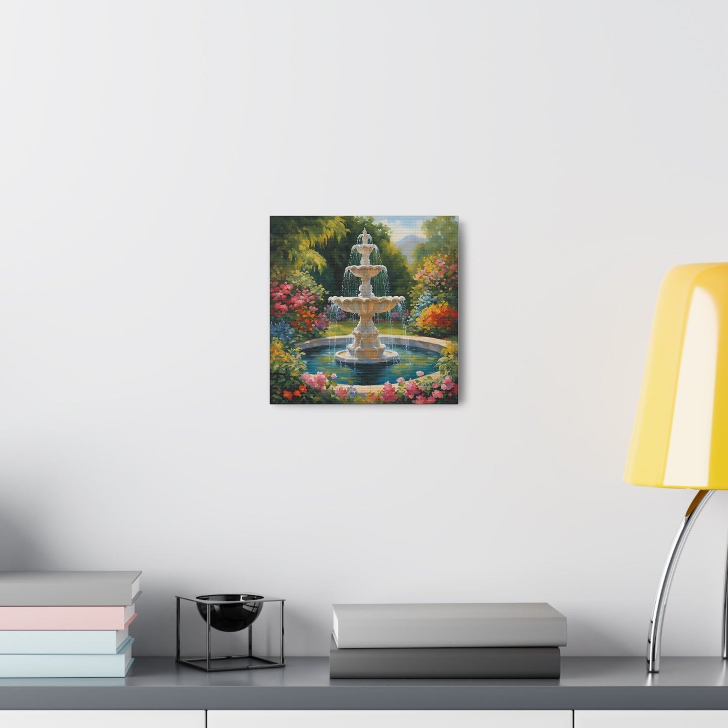 A Fountain in a Garden Canvas Gallery Wraps - Vibrant Home Decor for Nature Lovers