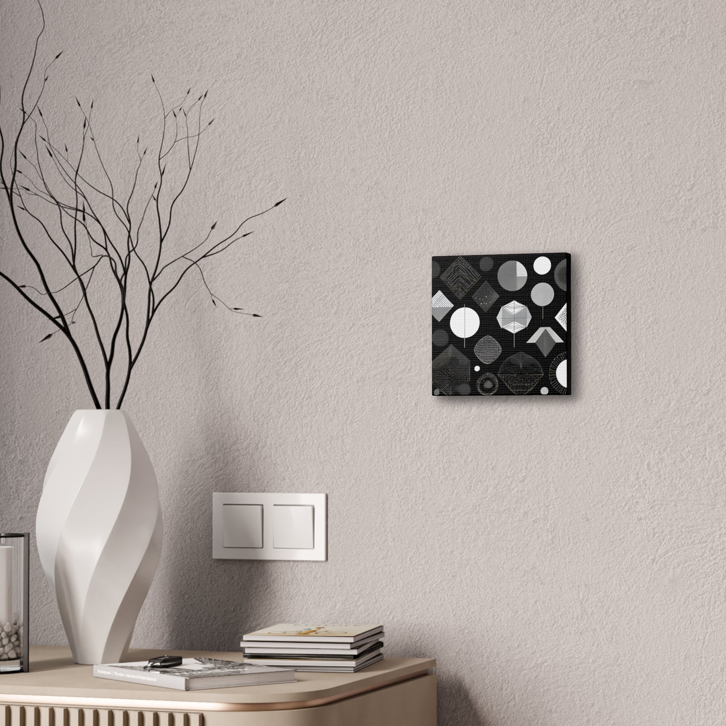 Modern Geometric Wall Art Canvas - Black and White Design for Home Decor Abstract Wall Art