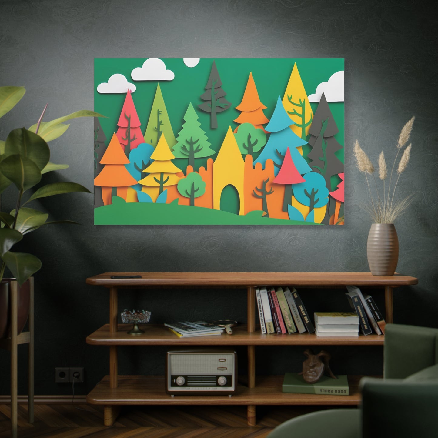 Vibrant Forest Castle Canvas Art