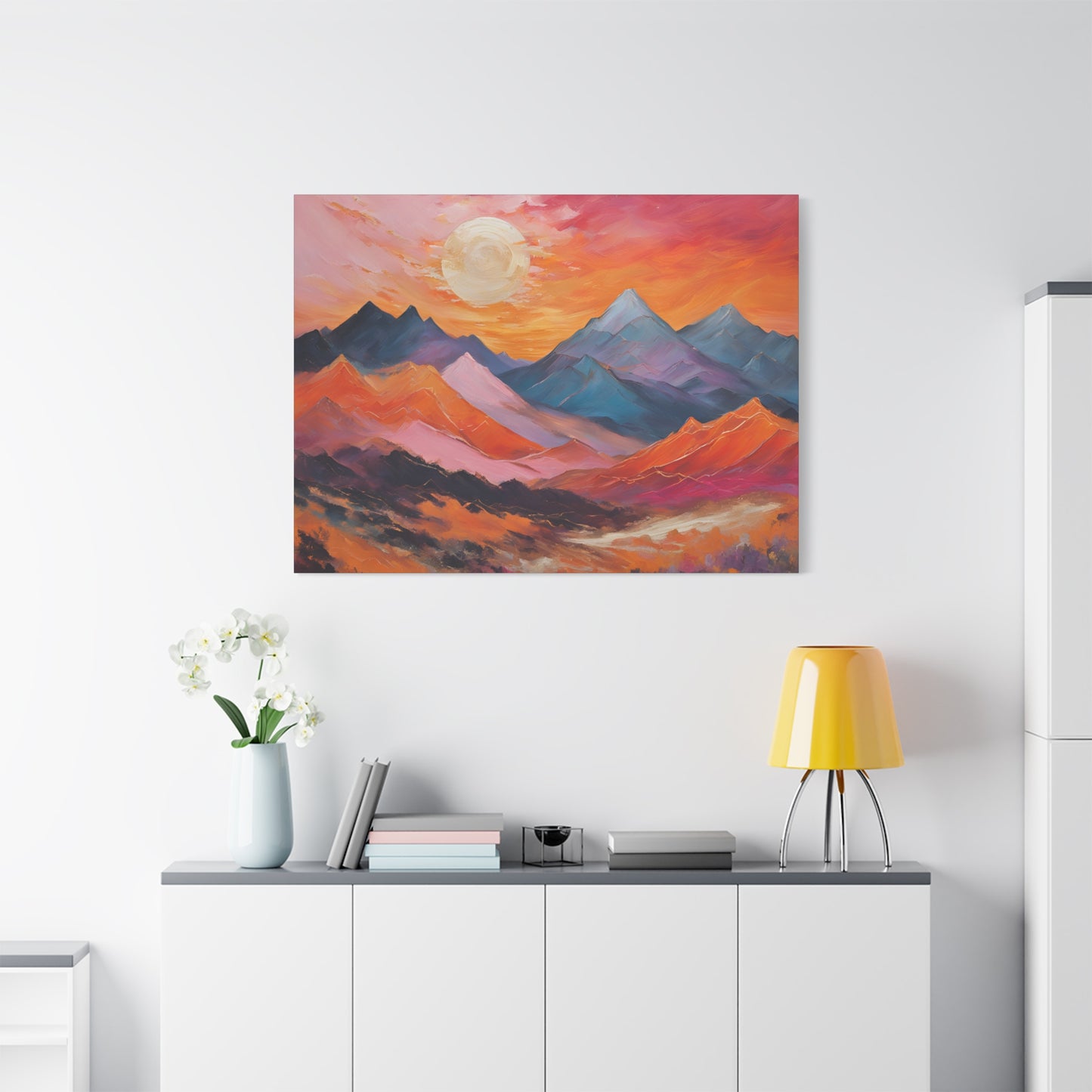 Mountain Sunset Canvas Art - Vibrant Landscape Wall Decor | Crafted Canvass