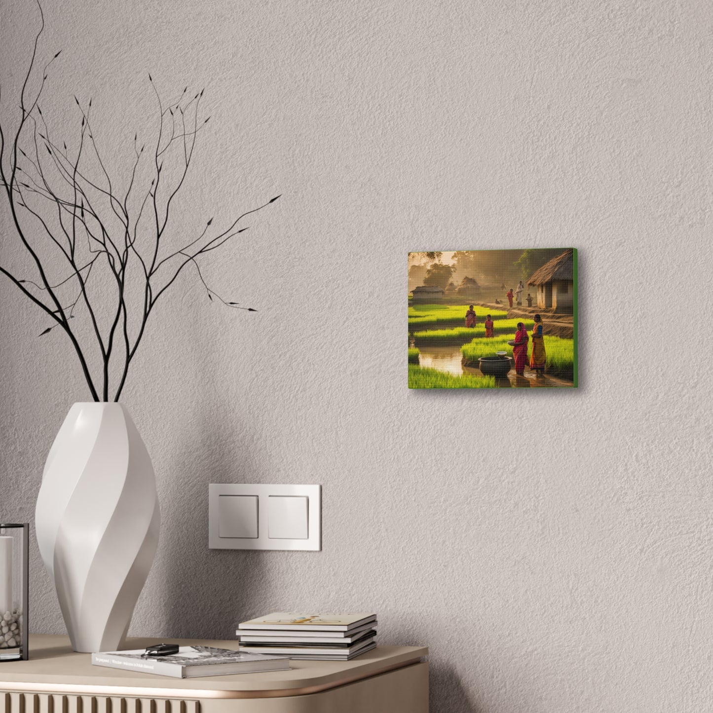 Serene Village Life Canvas Print - Tranquil Rural Scene for Home Decor