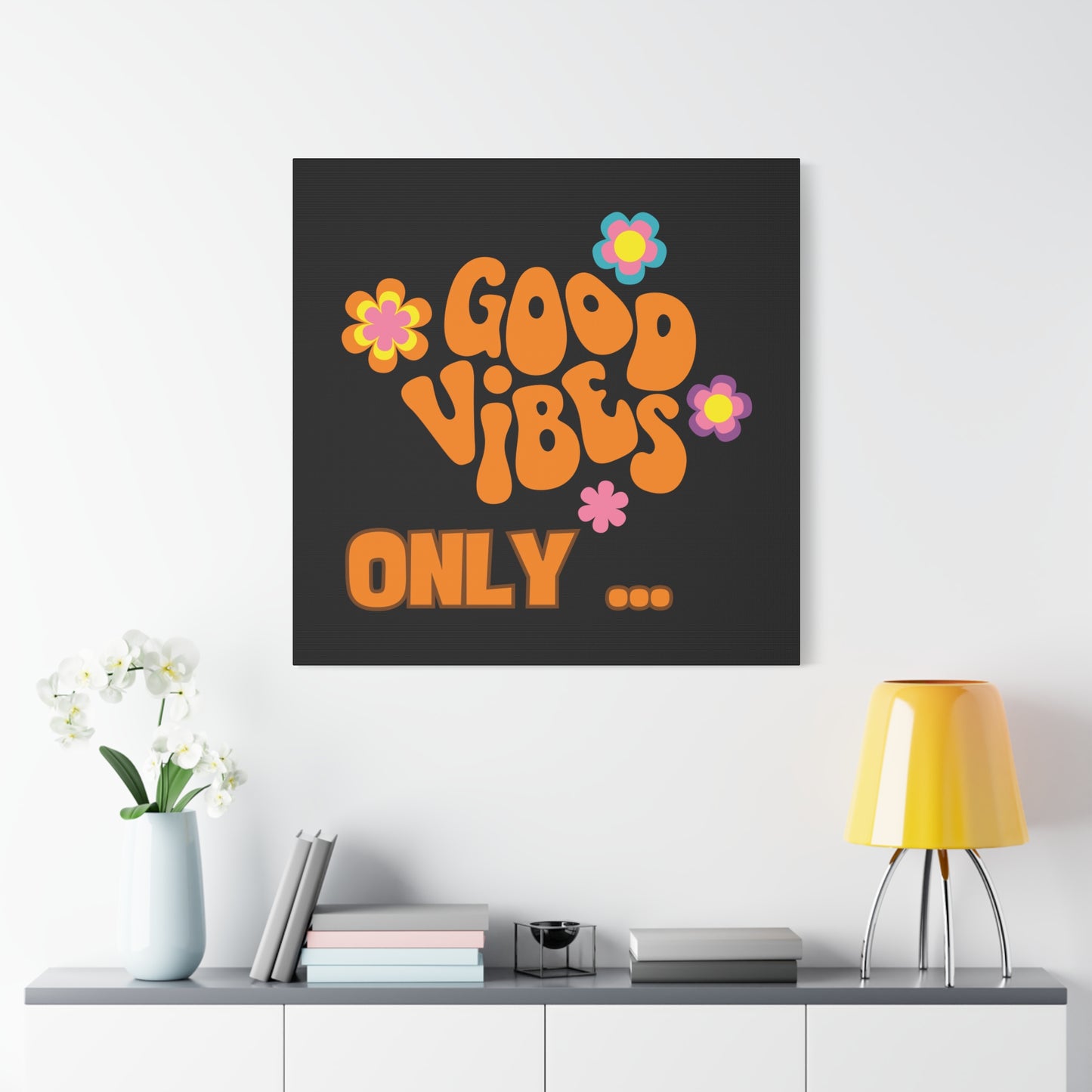 Good Vibes Only Wall Art - Colorful Matte Canvas