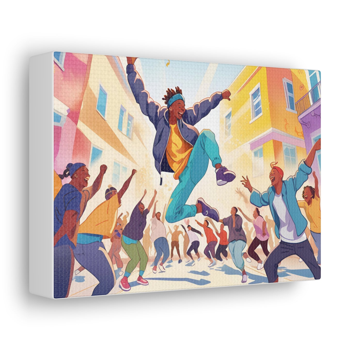 Vibrant Street Performer Celebration Canvas Gallery Wrap