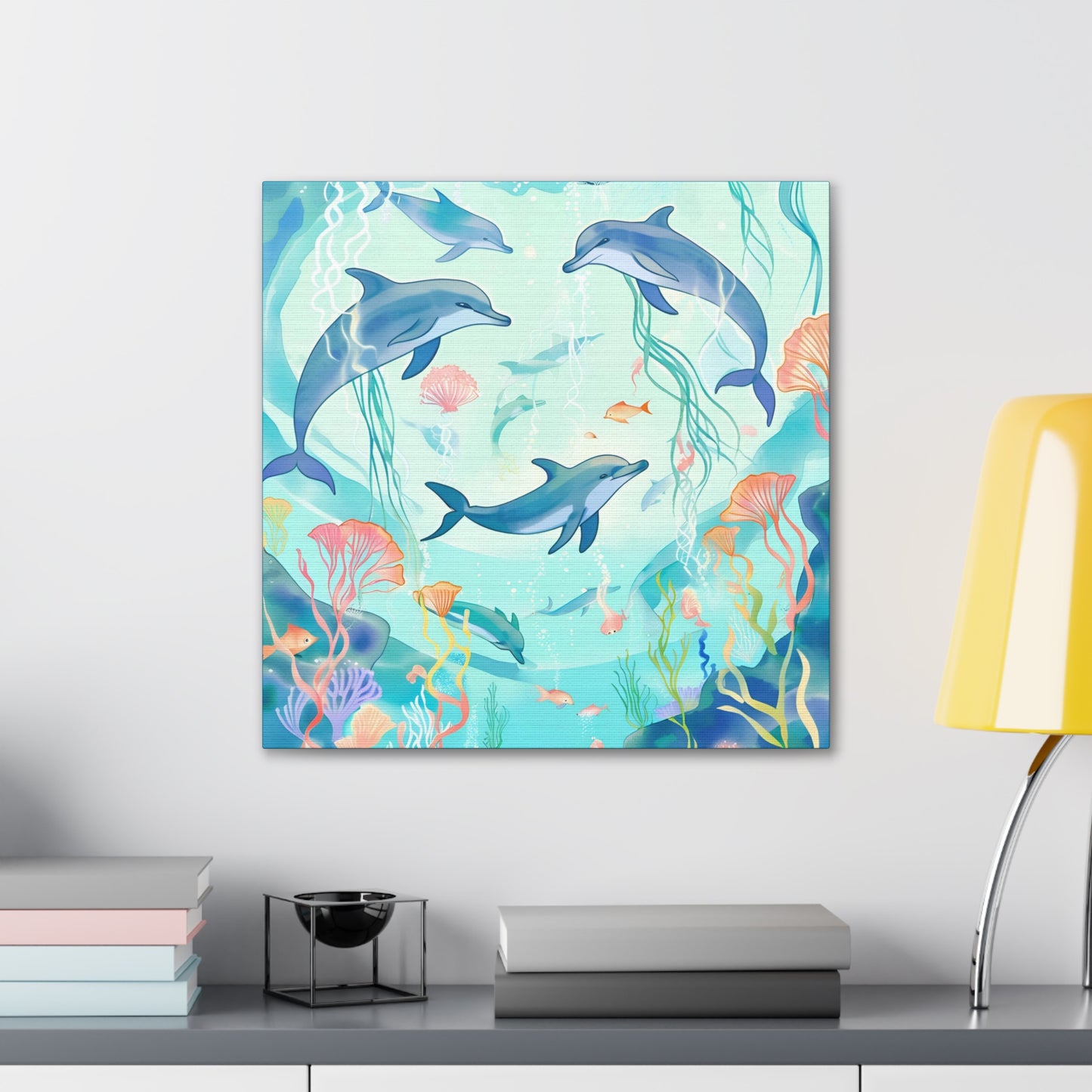 Dolphin Canvas Gallery Wrap - Ocean Art Decor for For Kids