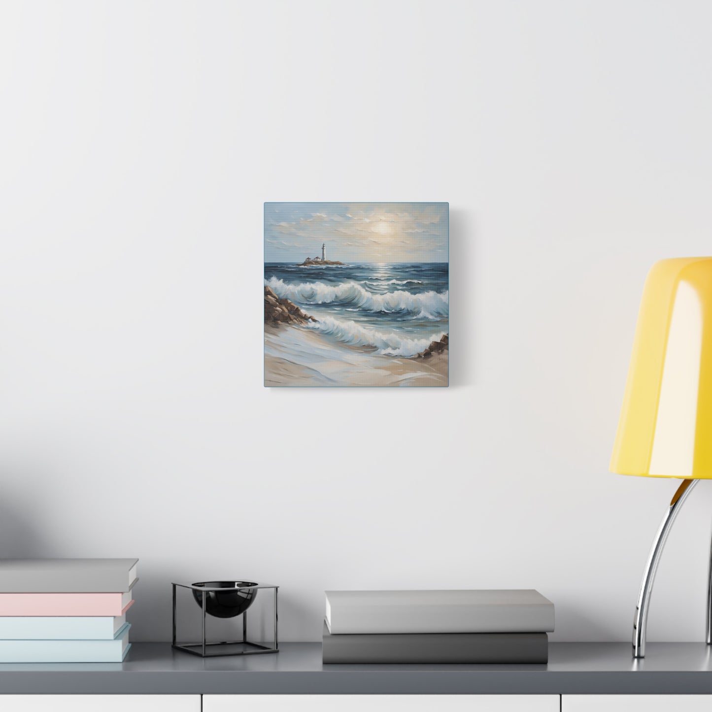 Ocean Waves Lighthouse Canvas Print – Coastal Home Decor for Serene Spaces