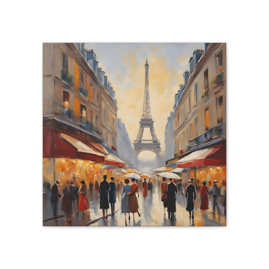 Parisian Scene Canvas Wall Art - Eiffel Tower Design