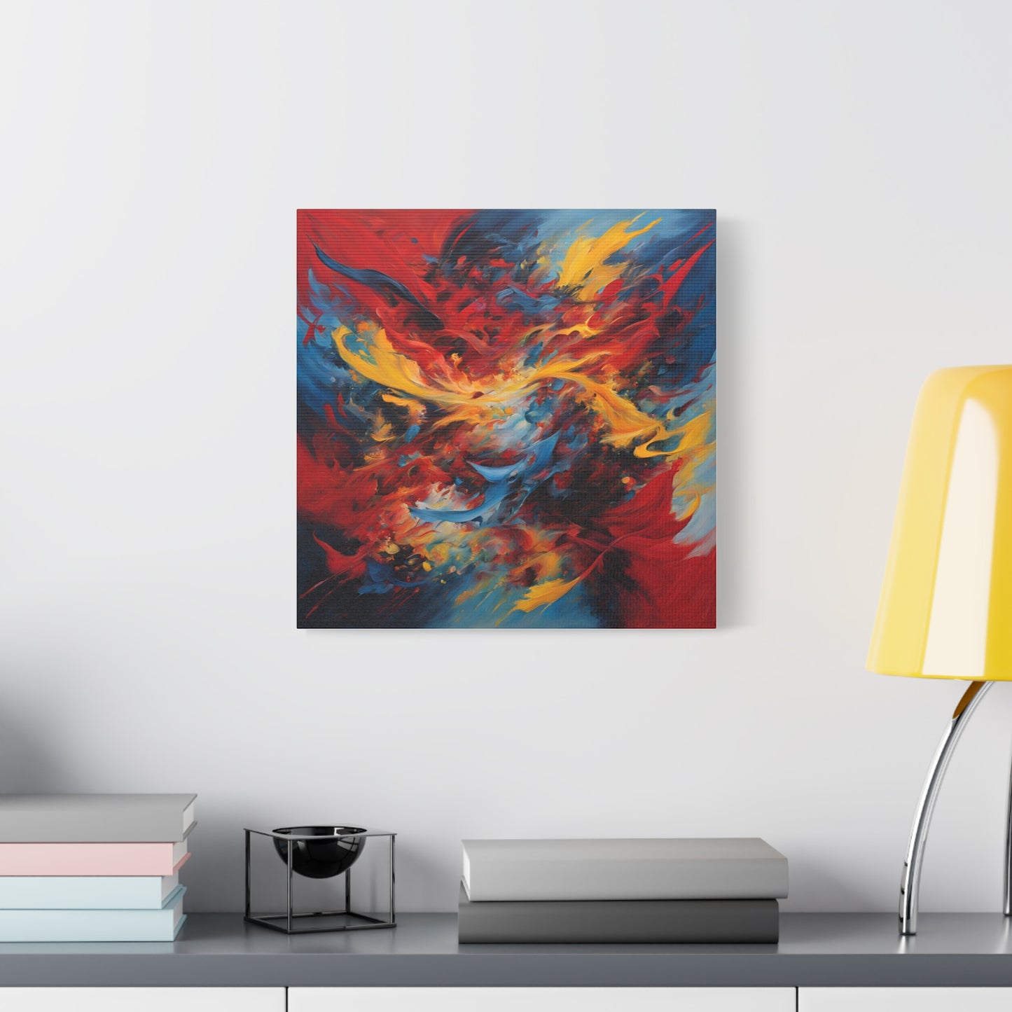 Vibrant Abstract Canvas Wall Art - Colorful Flame Design