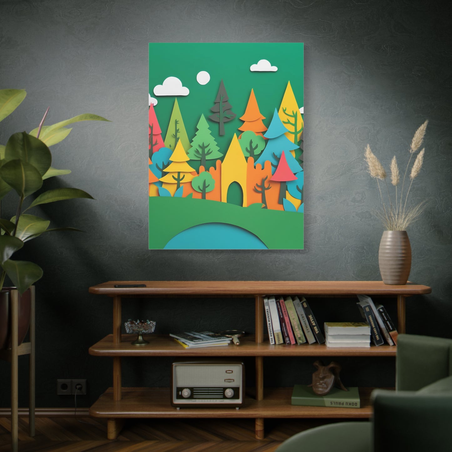 Vibrant Forest Castle Canvas Art