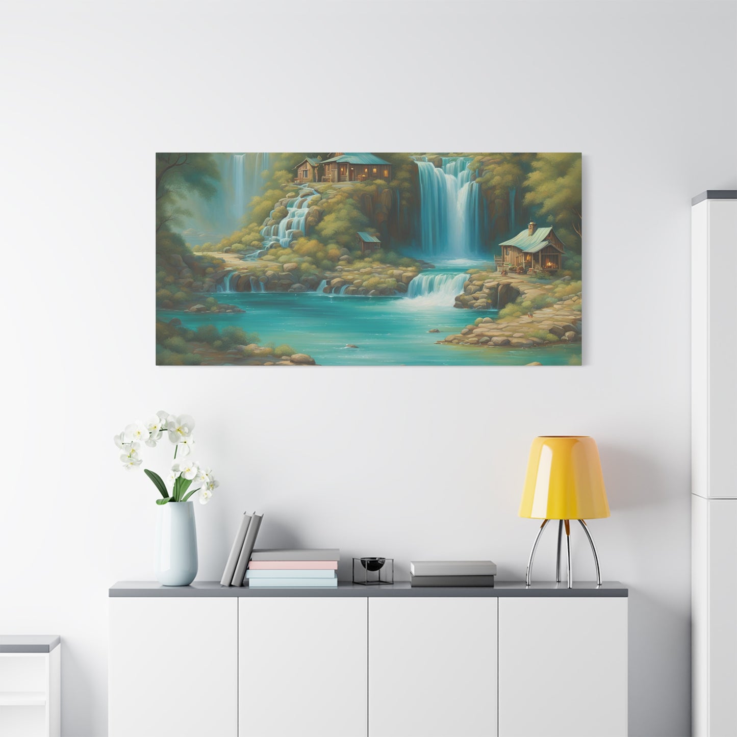 Serene Waterfall Canvas Art – Tranquil Nature Wall Decor for Home