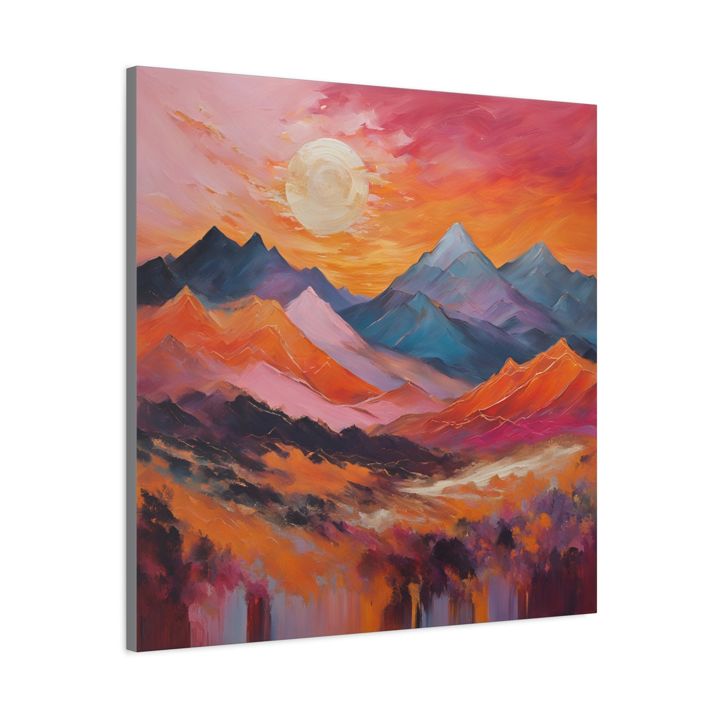 Mountain Sunset Canvas Art - Vibrant Landscape Wall Decor | Crafted Canvass