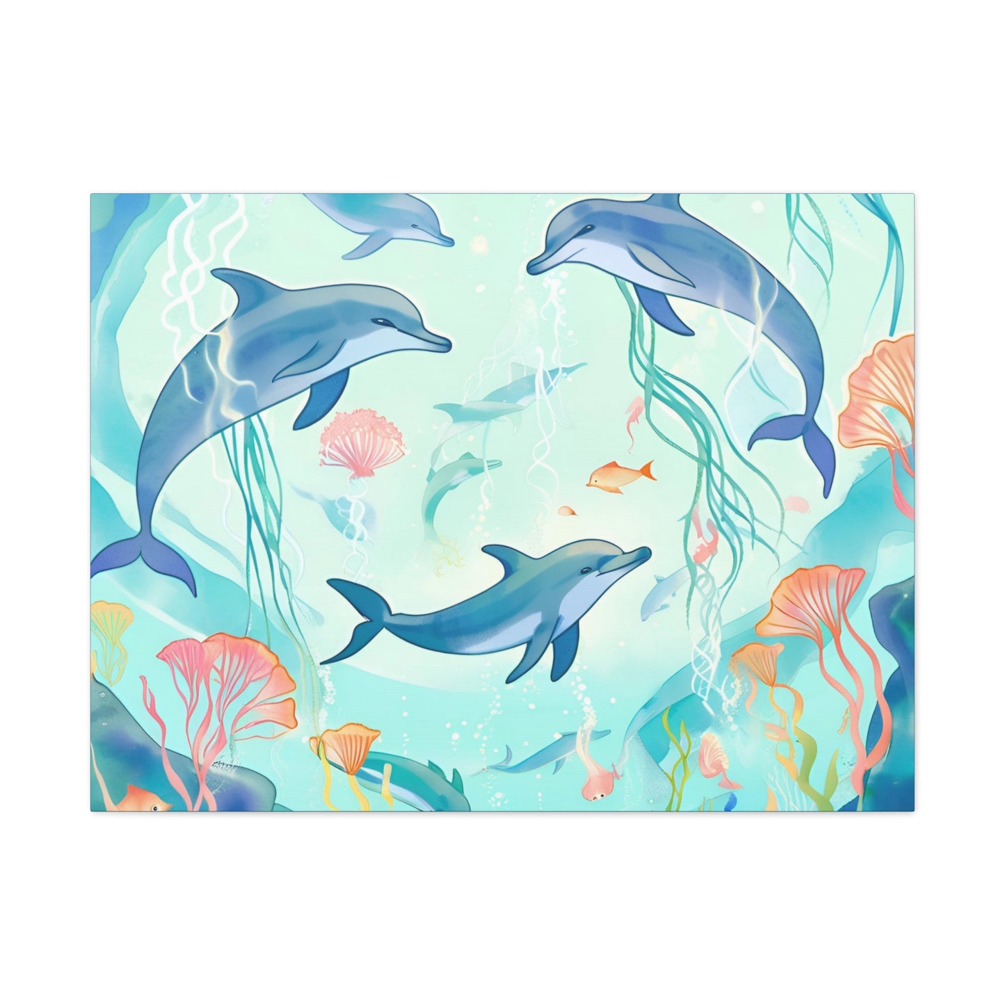 Dolphin Canvas Gallery Wrap - Ocean Art Decor for For Kids