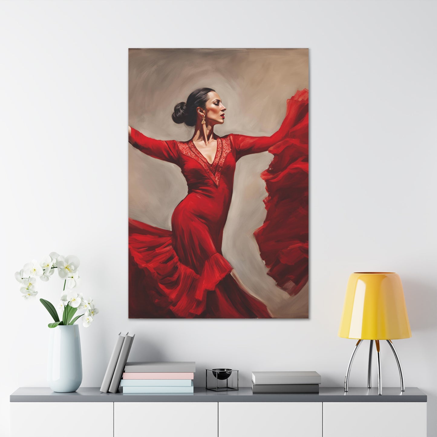 Elegant Flamenco Dancer Canvas Gallery Wrap - Vibrant Wall Art for Dance Lovers