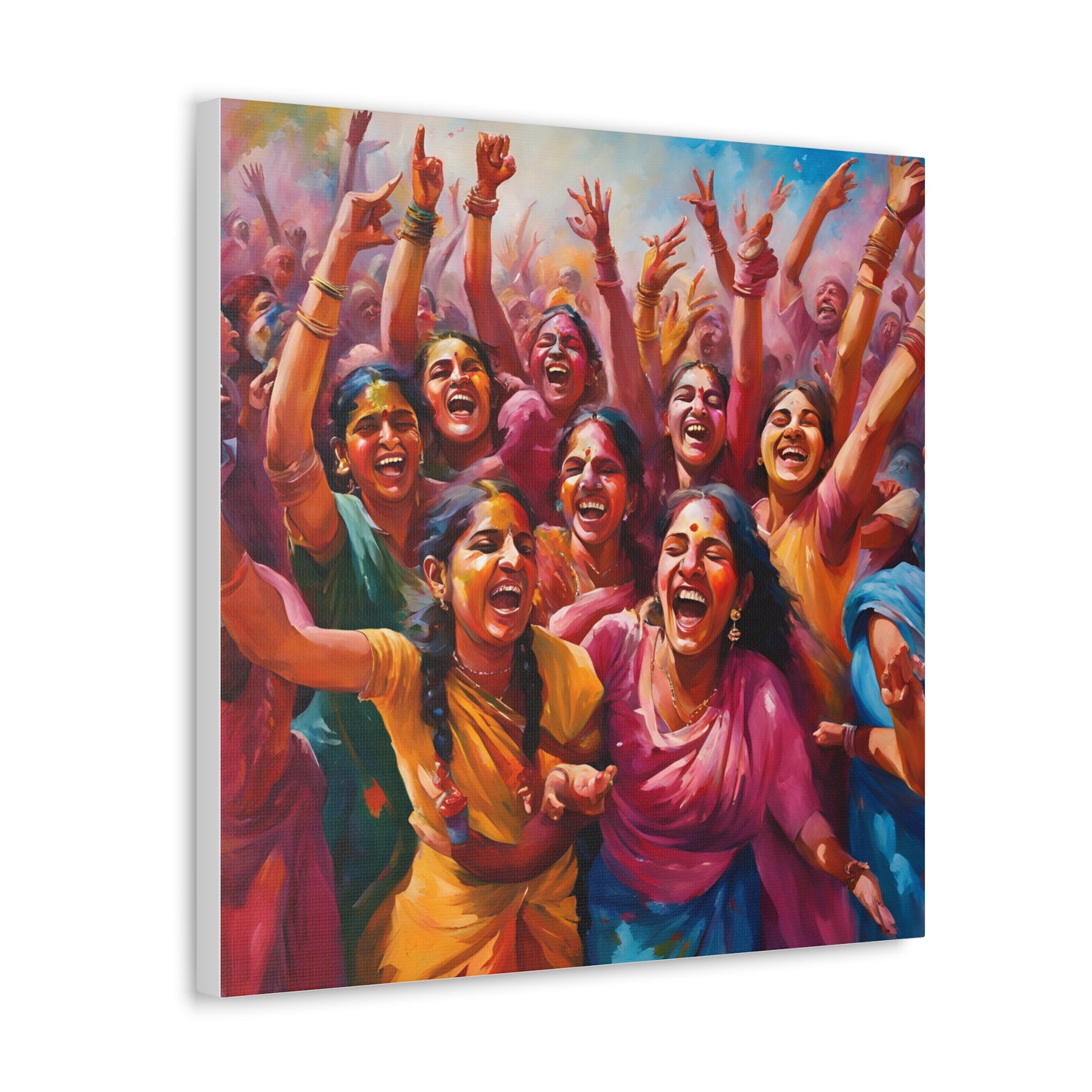 Vibrant Canvas Gallery Wrap - Joyful Celebration Holi Artwork