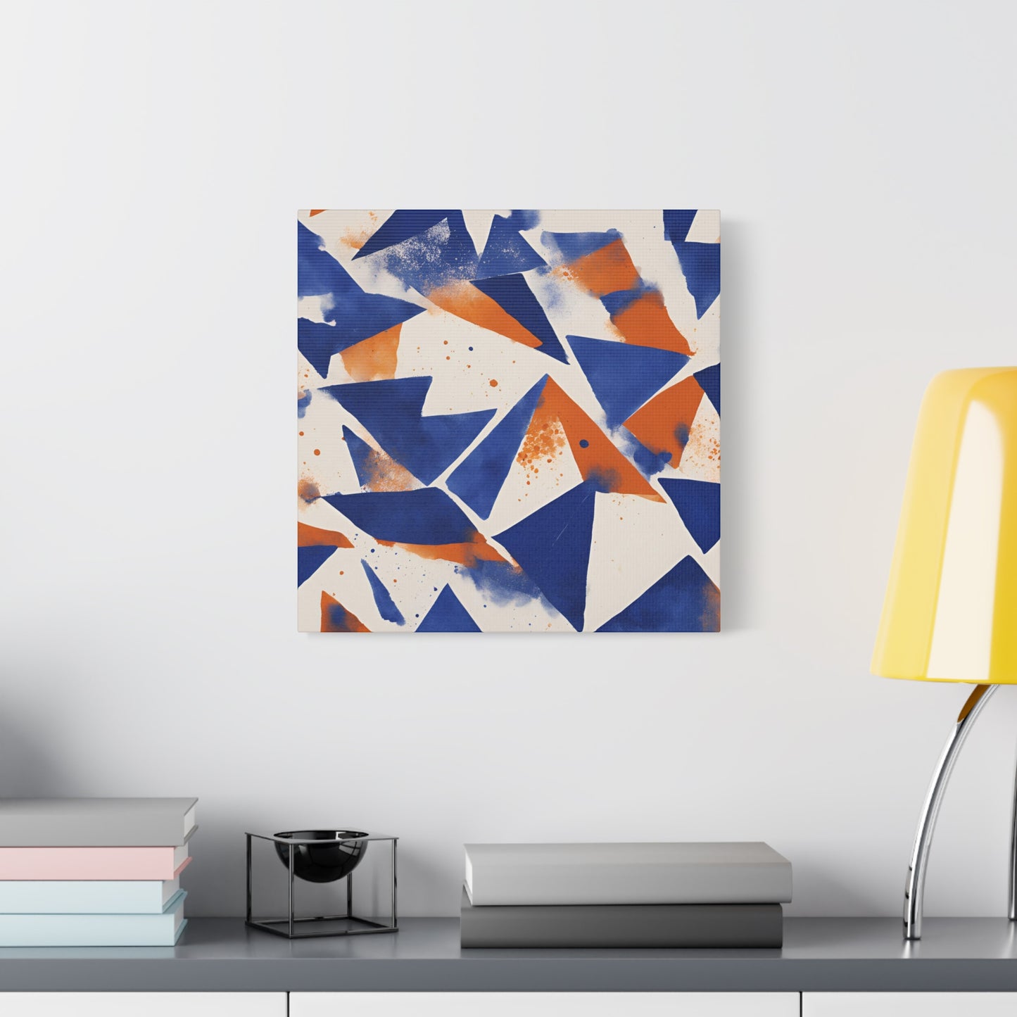 Geometric Art Canvas - Modern Blue and Orange Abstract Wall Decor for Contemporary Spaces