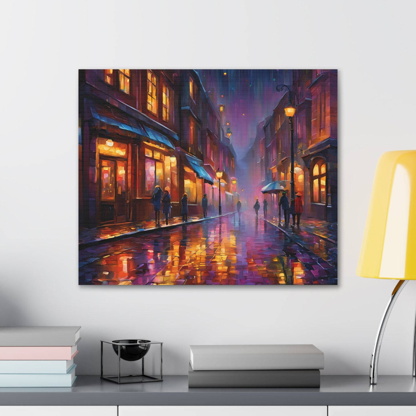 A Rainy Evening in the City Canvas Gallery Wraps - Urban Nightscape Art