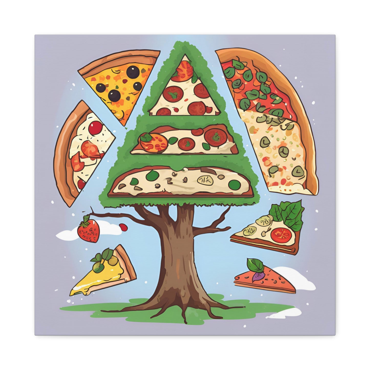 Pizza Tree Canvas Gallery Wrap - Whimsical Wall Art for Food Lovers