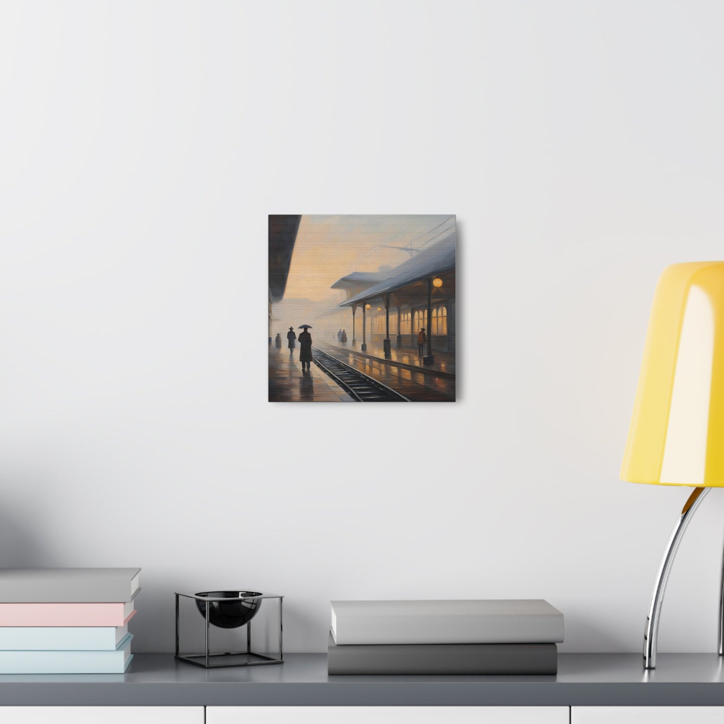 Serene Canvas Gallery Wrap - A Train Station at Dawn