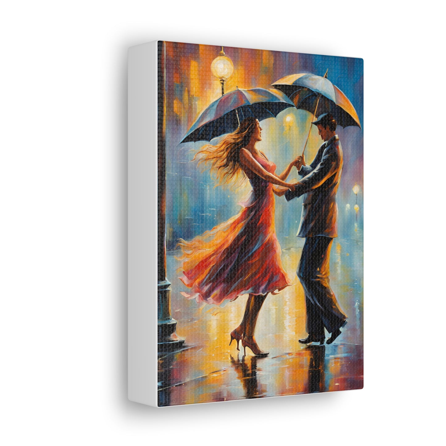 Romantic Rain A Couple Dancing in the Rain Canvas Gallery Wrap - Couples Wall Art