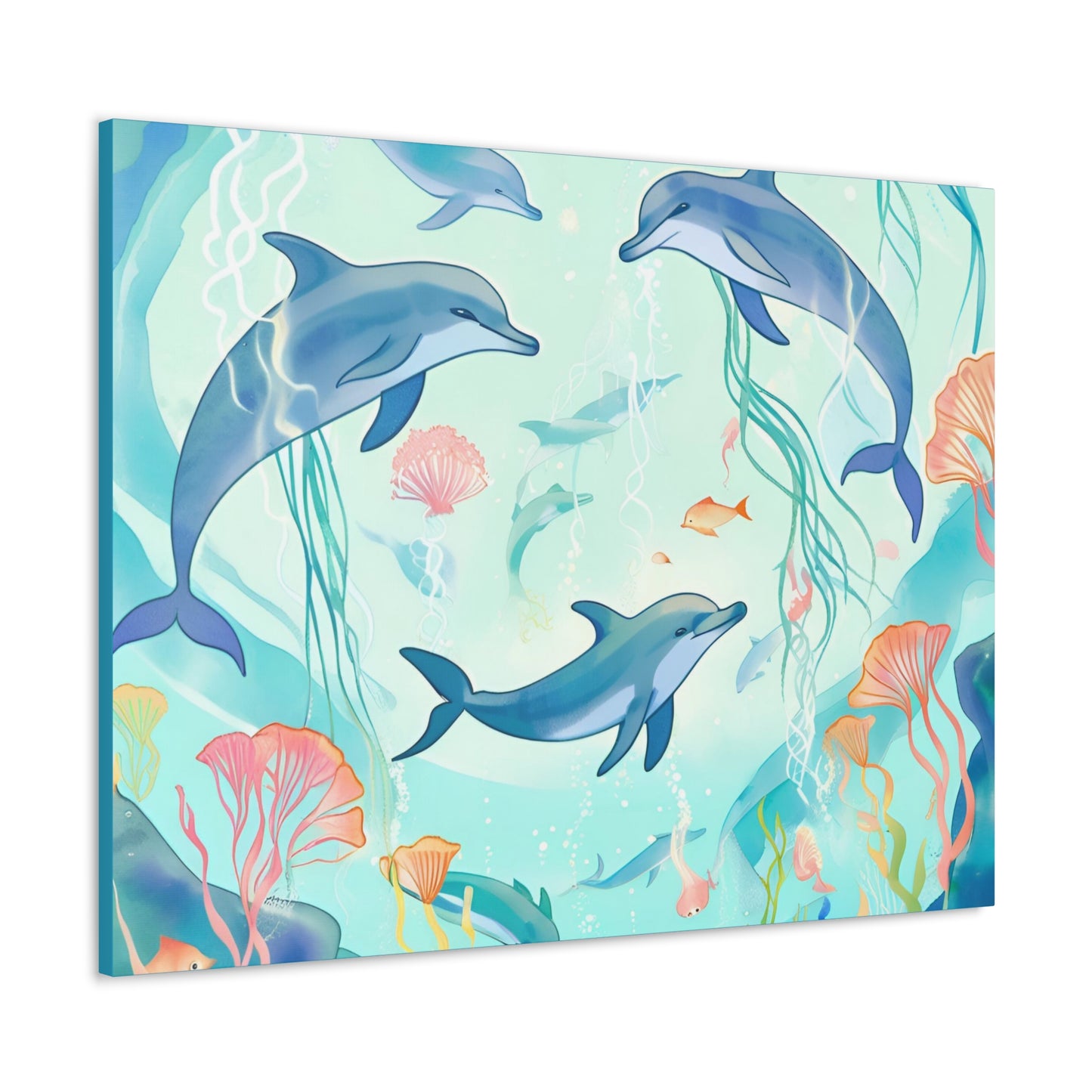 Dolphin Canvas Gallery Wrap - Ocean Art Decor for For Kids