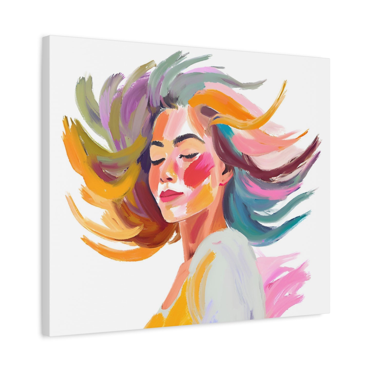 Colorful Abstract Canvas Wall Art - Feminine Beauty Design