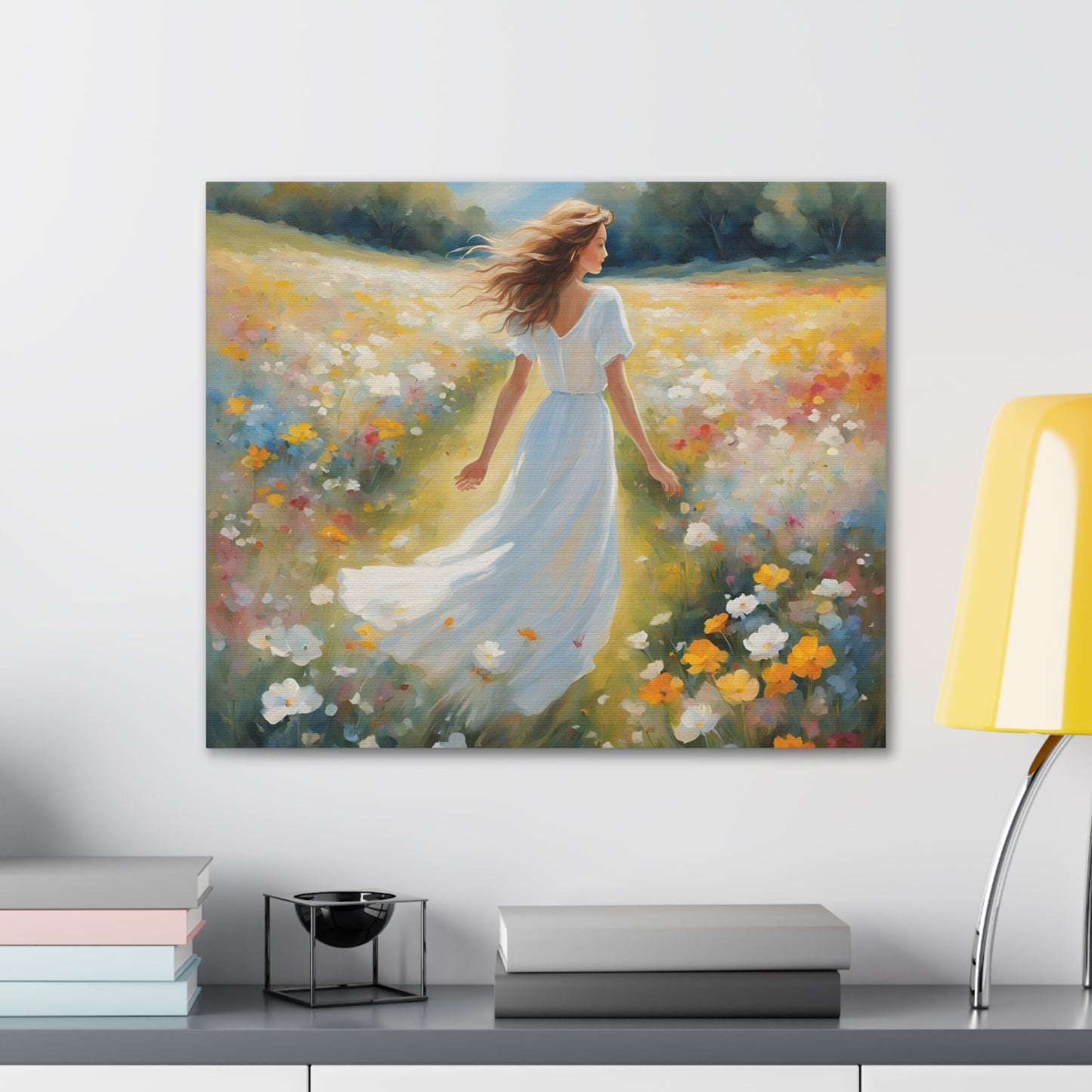 A Woman in a Flowing Dress Elegant Art for Home Decor